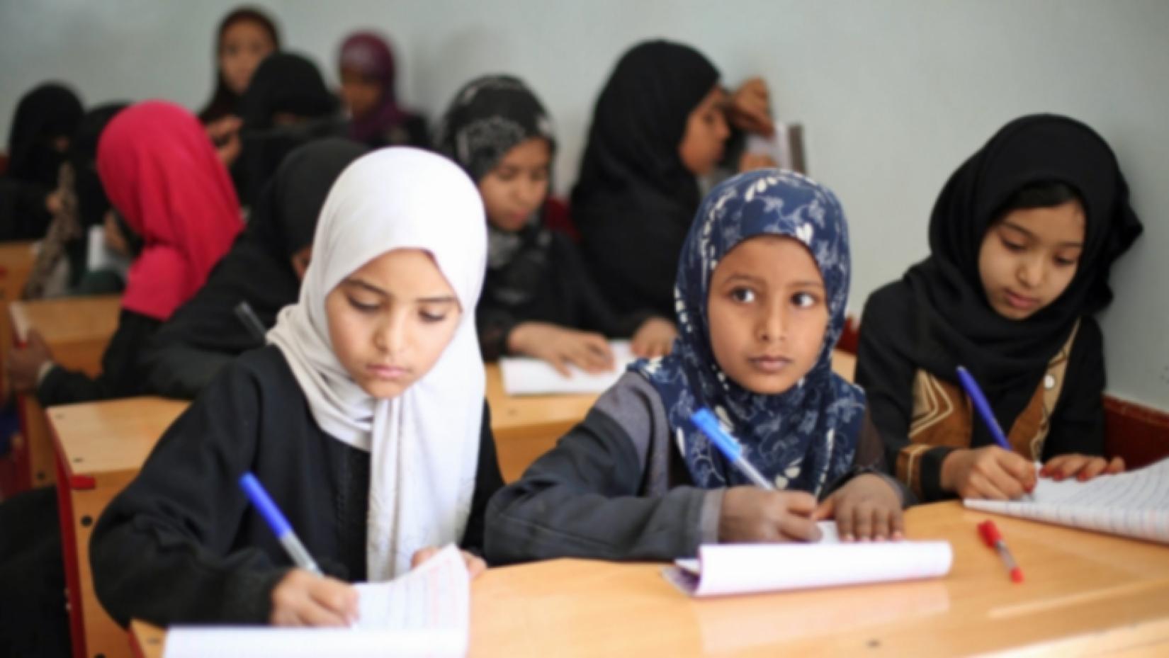 Girls in class room