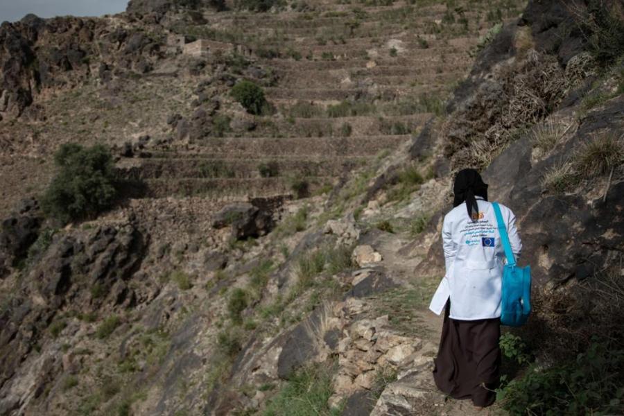 Asma’a’s village is located on the top of a mountain and she walks for several hours every day