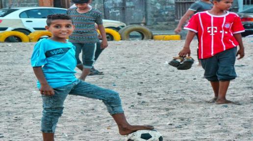 The youth of Al-Kharabah neighborhood in the football field